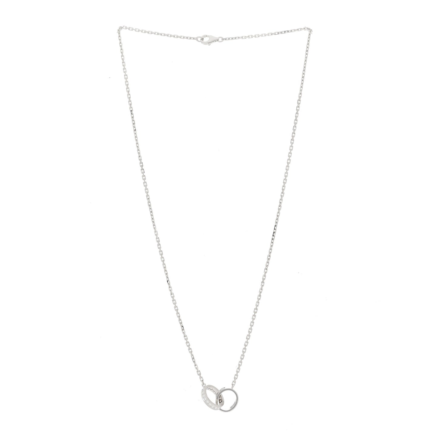 18K White Gold Diamond Interlocking LOVE Necklace
