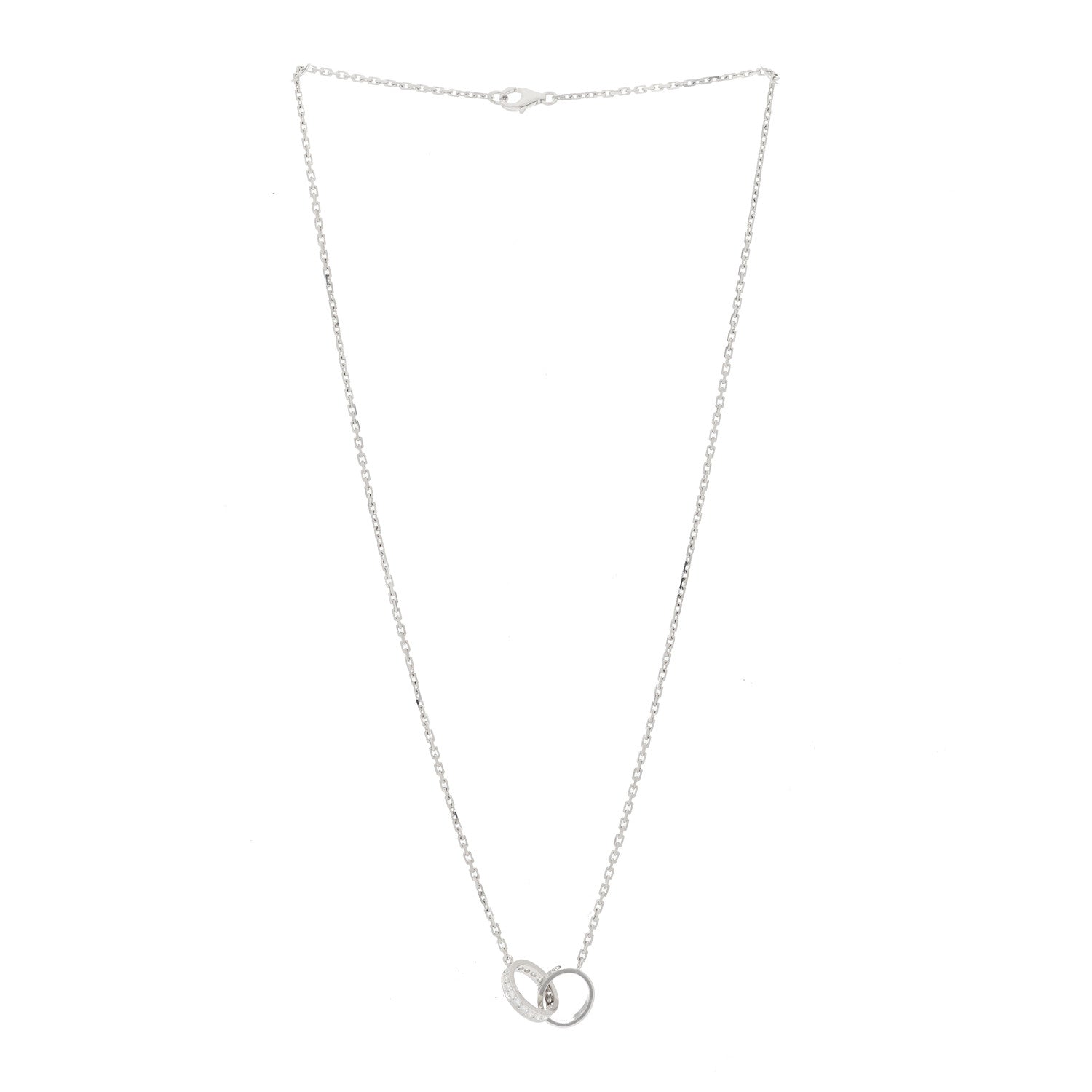 Cartier 18K White Gold Diamond Interlocking LOVE Necklace 3 of 6