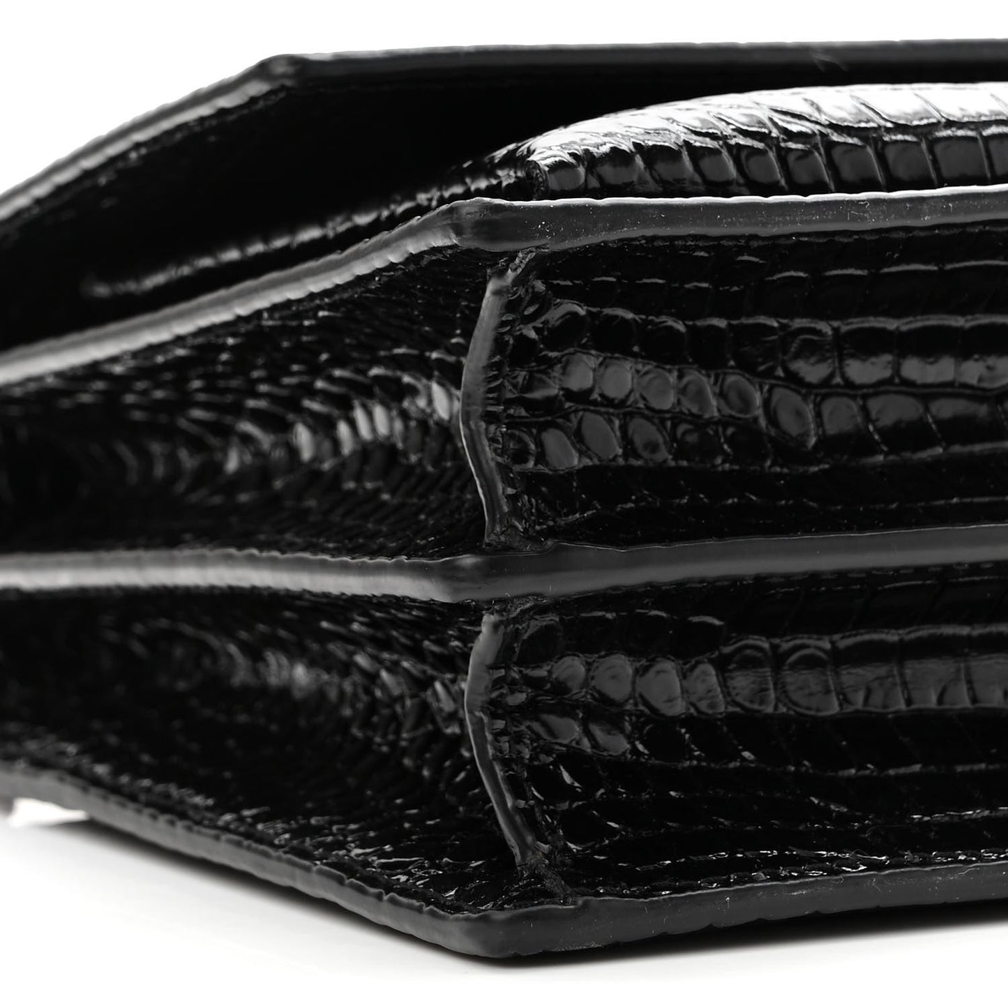 Calfskin Crocodile Embossed Medium Monogram Sunset Black