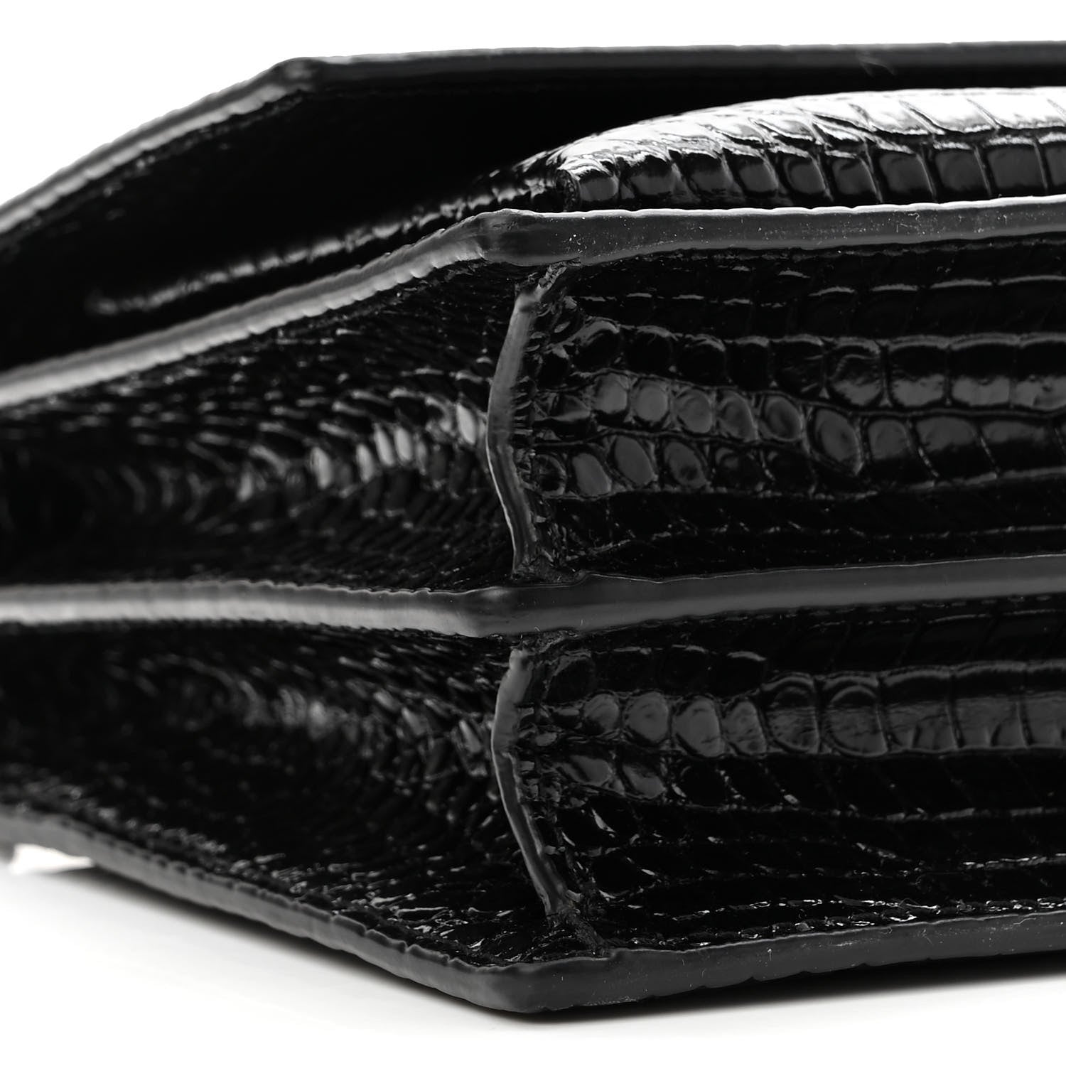 Saint Laurent Calfskin Crocodile Embossed Medium Monogram Sunset Black 8 of 9