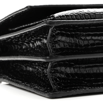 Saint Laurent Calfskin Crocodile Embossed Medium Monogram Sunset Black 8 of 9