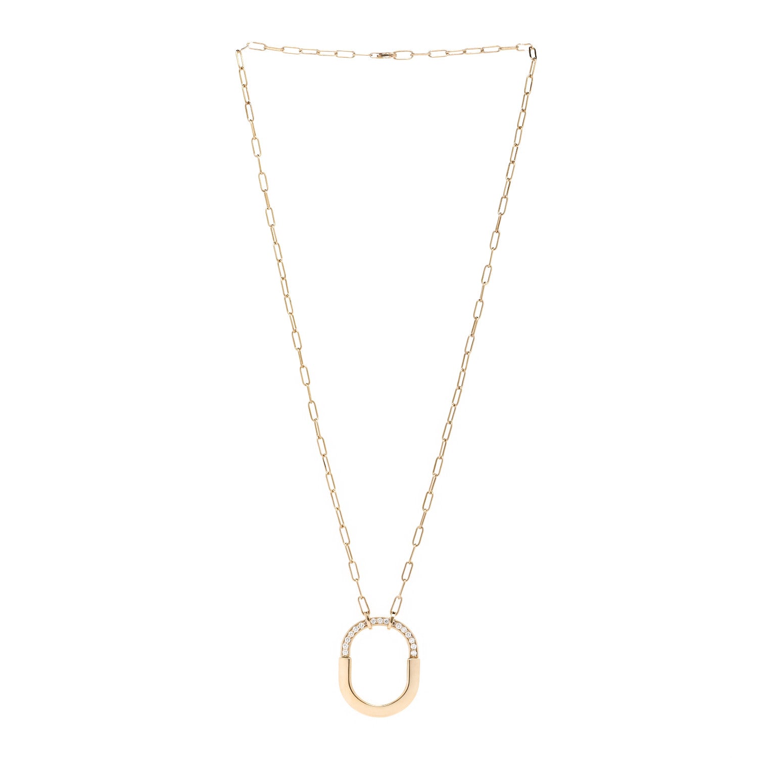 Tiffany 18K Yellow Gold Diamond Medium Lock Pendant Necklace 3 of 6