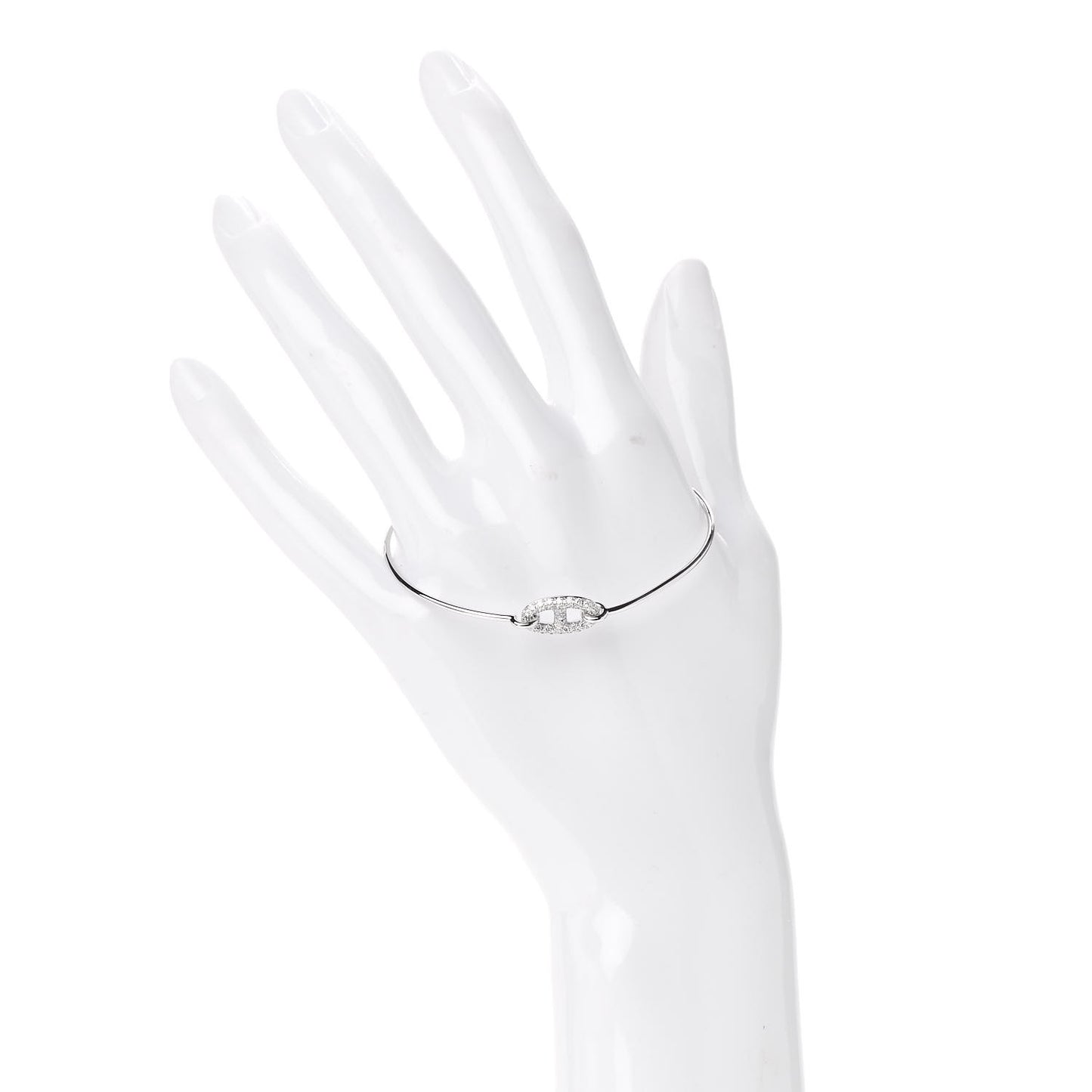 18K White Gold Diamond PM Ronde Chaine d'Ancre Bracelet ST