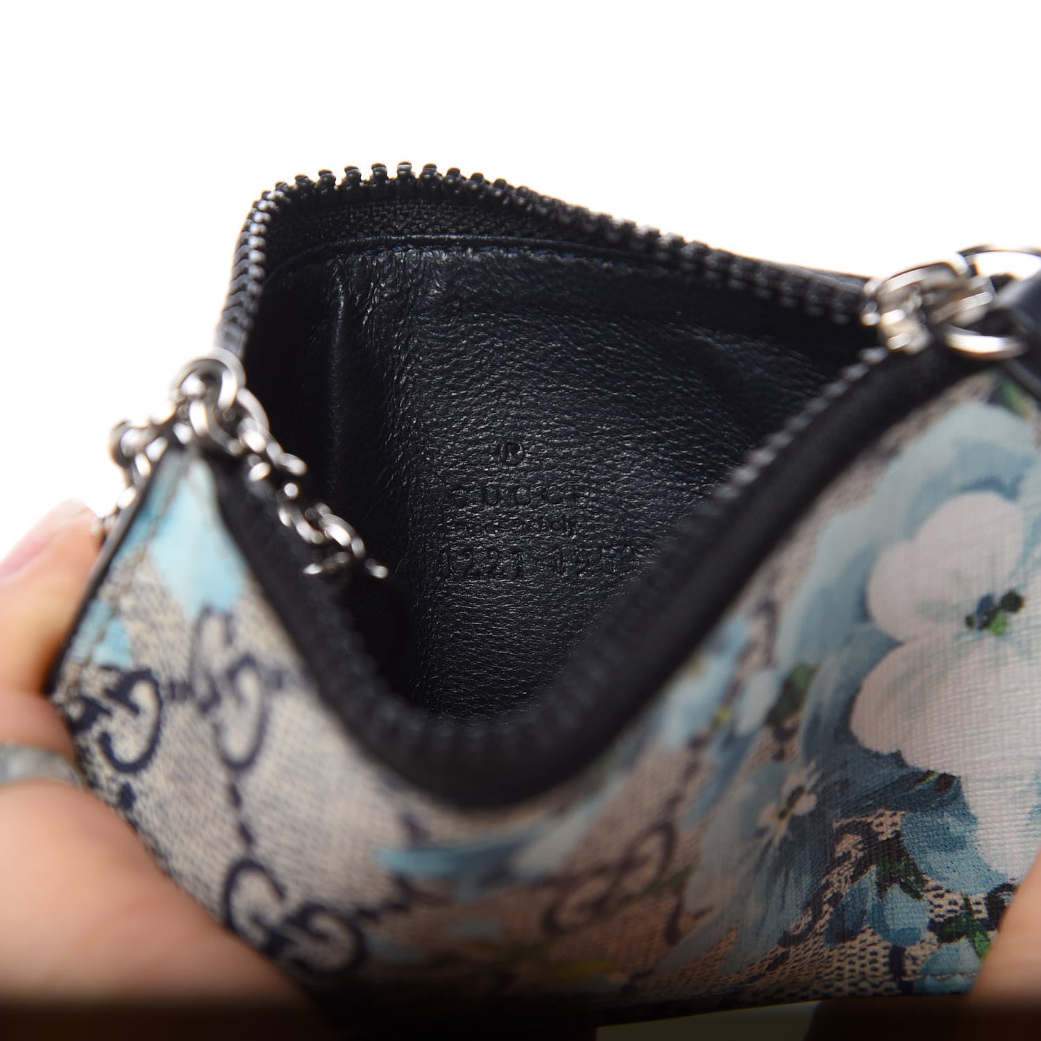 Gucci GG Supreme Monogram Blooms Key Case Beige Blue Navy 6 of 7