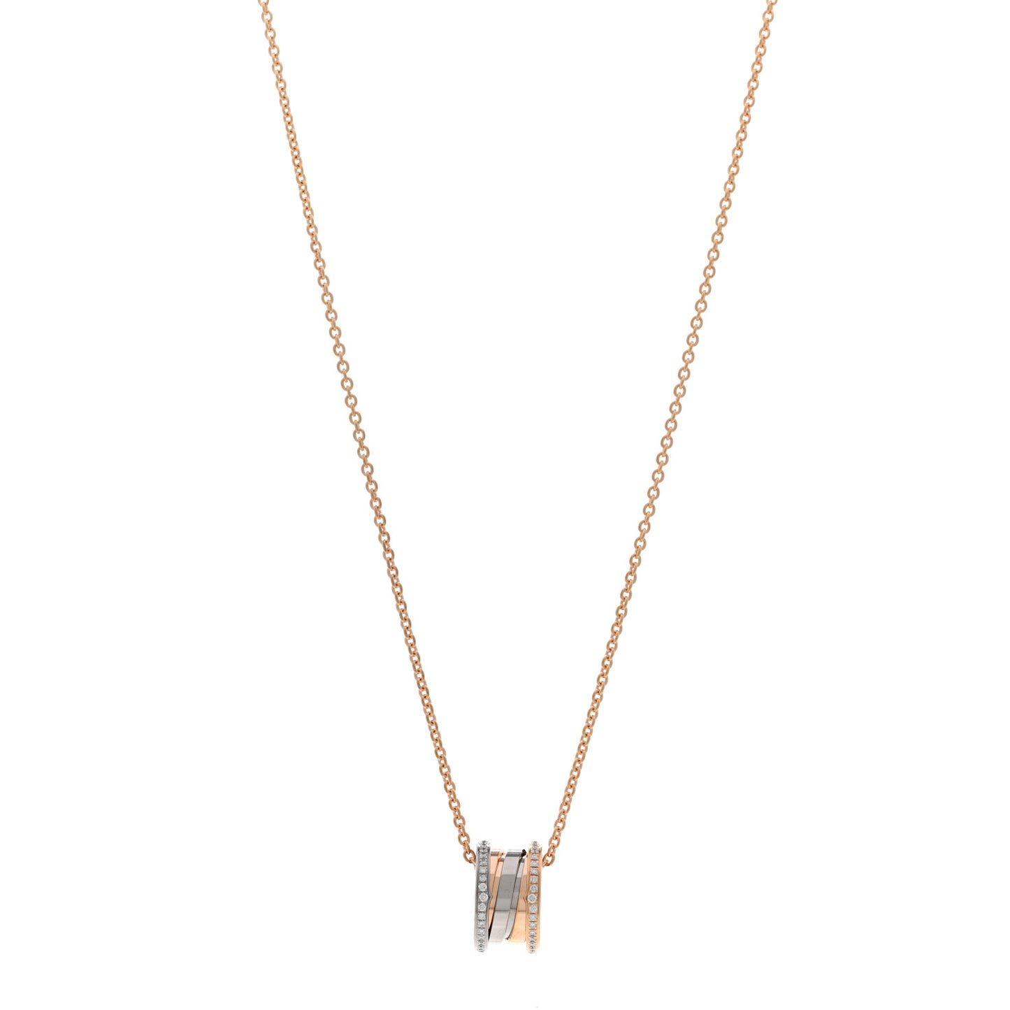 18K Rose White Gold Diamond B.Zero1 Pendant Necklace
