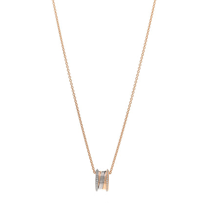 Bulgari 18K Rose White Gold Diamond B.Zero1 Pendant Necklace 1 of 5