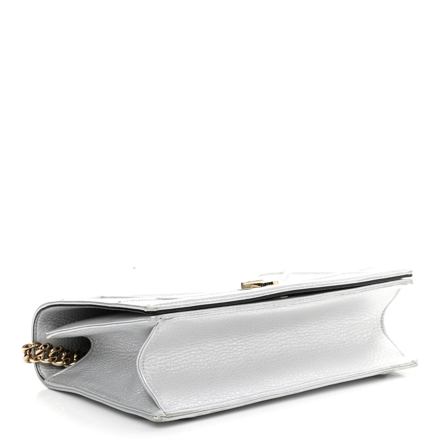 Metallic Grained Calfskin Medium Diorama Flap Bag Silver