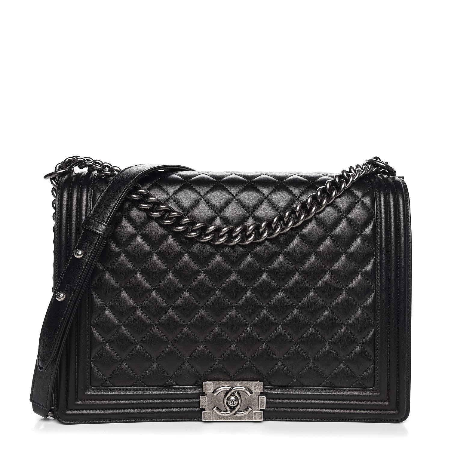 Chanel Lambskin Quilted Large Boy Flap Black 1 of 10