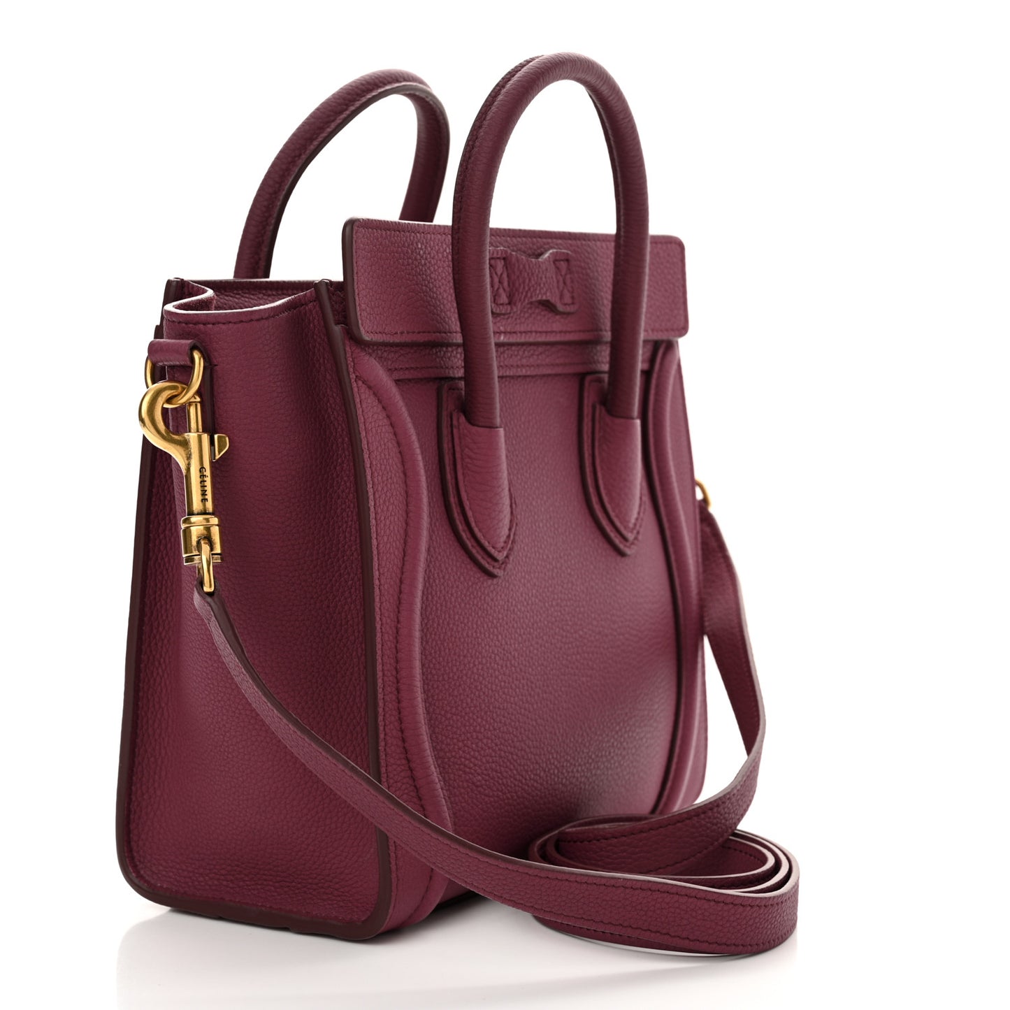 Drummed Calfskin Nano Luggage Plum