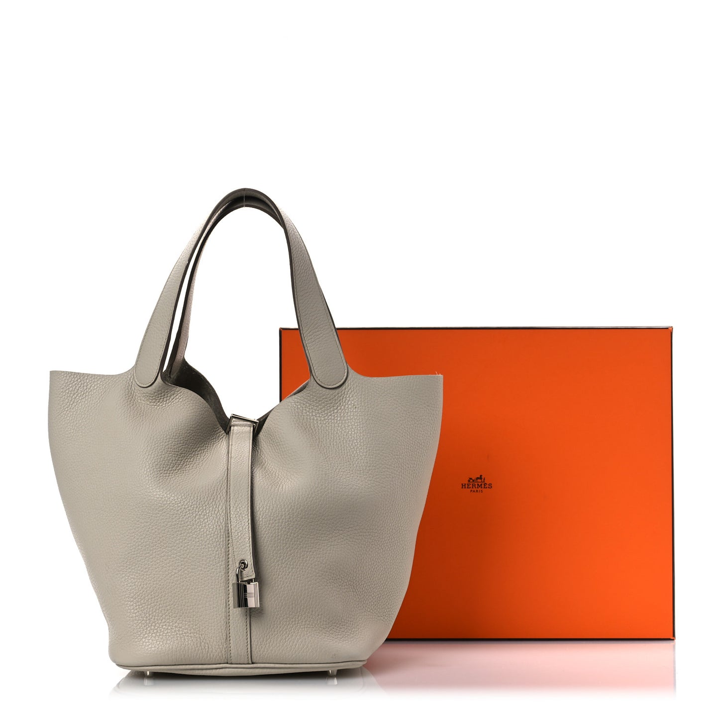 Taurillon Clemence Picotin Lock 26 GM Gris Perle