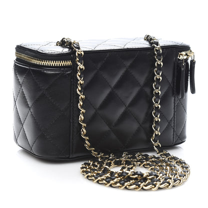 Chanel Lambskin Quilted Small Vanity Case With Chain Black 3 of 11