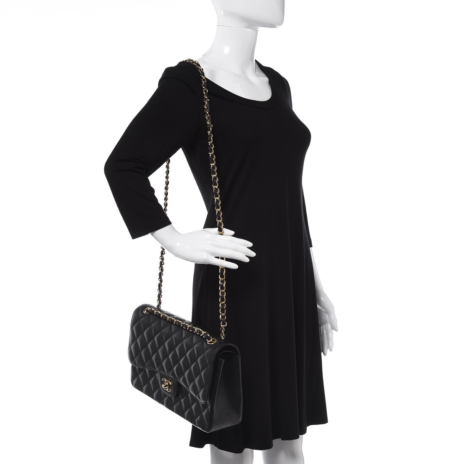 Chanel Caviar Quilted Jumbo Double Flap Black 2 of 7