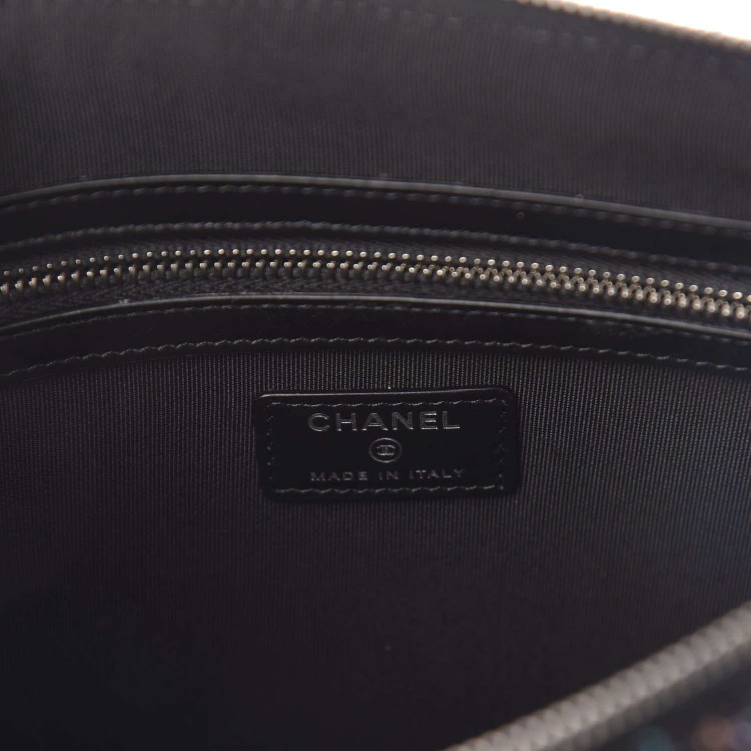 Chanel Canvas Sequin Medium Deauville Cosmetic Pouch Black 8 of 11