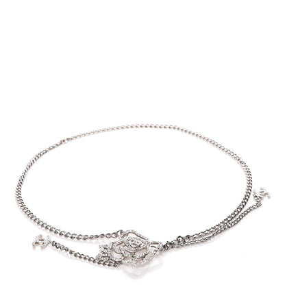 Chanel Crystal CC Camellia Chain Belt Silver 1 of 4