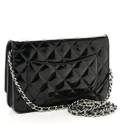 Chanel Patent Quilted Wallet On Chain WOC Black 3 of 11