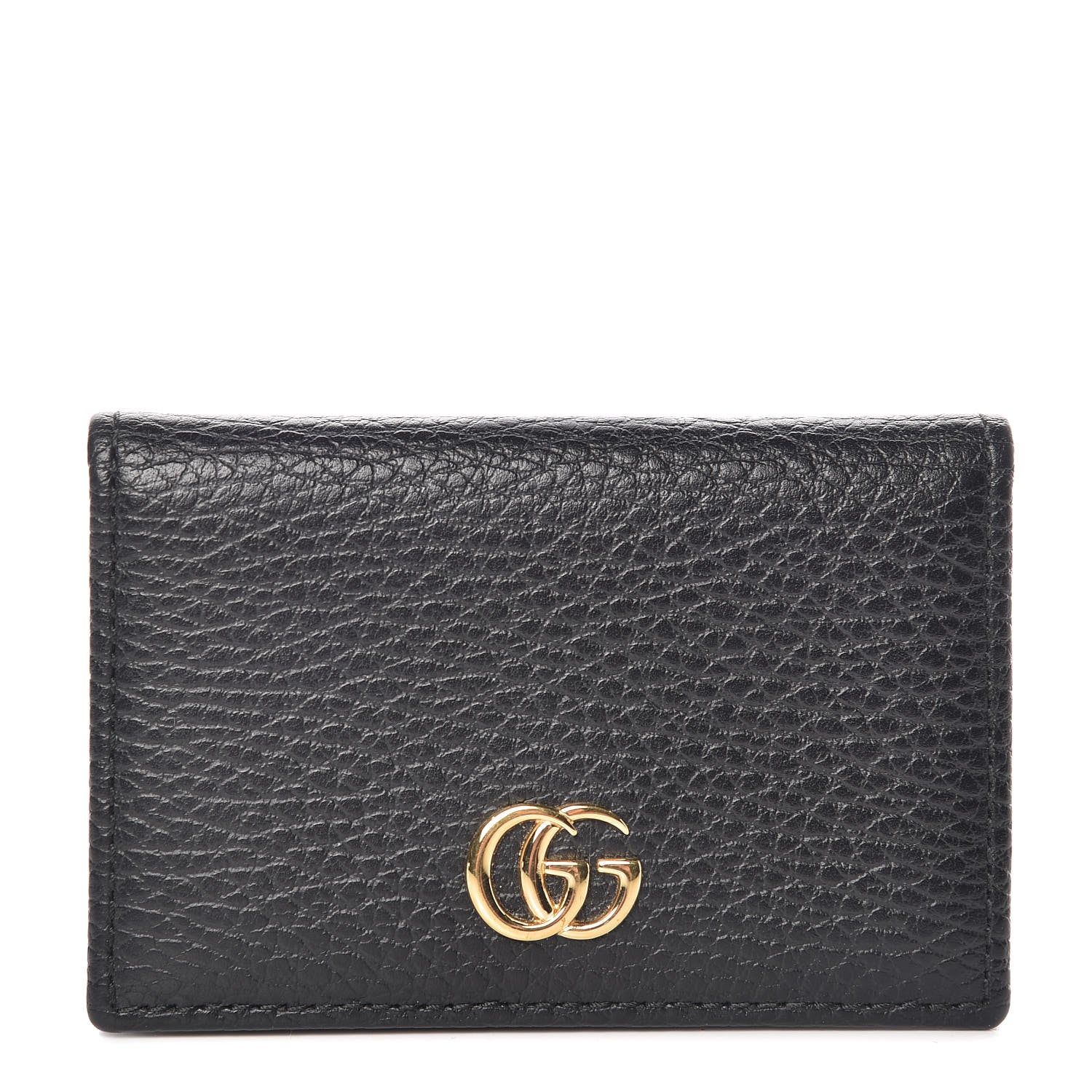 Gucci Pebbled Calfskin GG Marmont Card Case Black 1 of 8