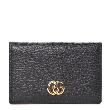 Gucci Pebbled Calfskin GG Marmont Card Case Black 1 of 8