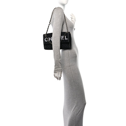 Chanel Nylon Quilted Logo Flap Black 2 of 11