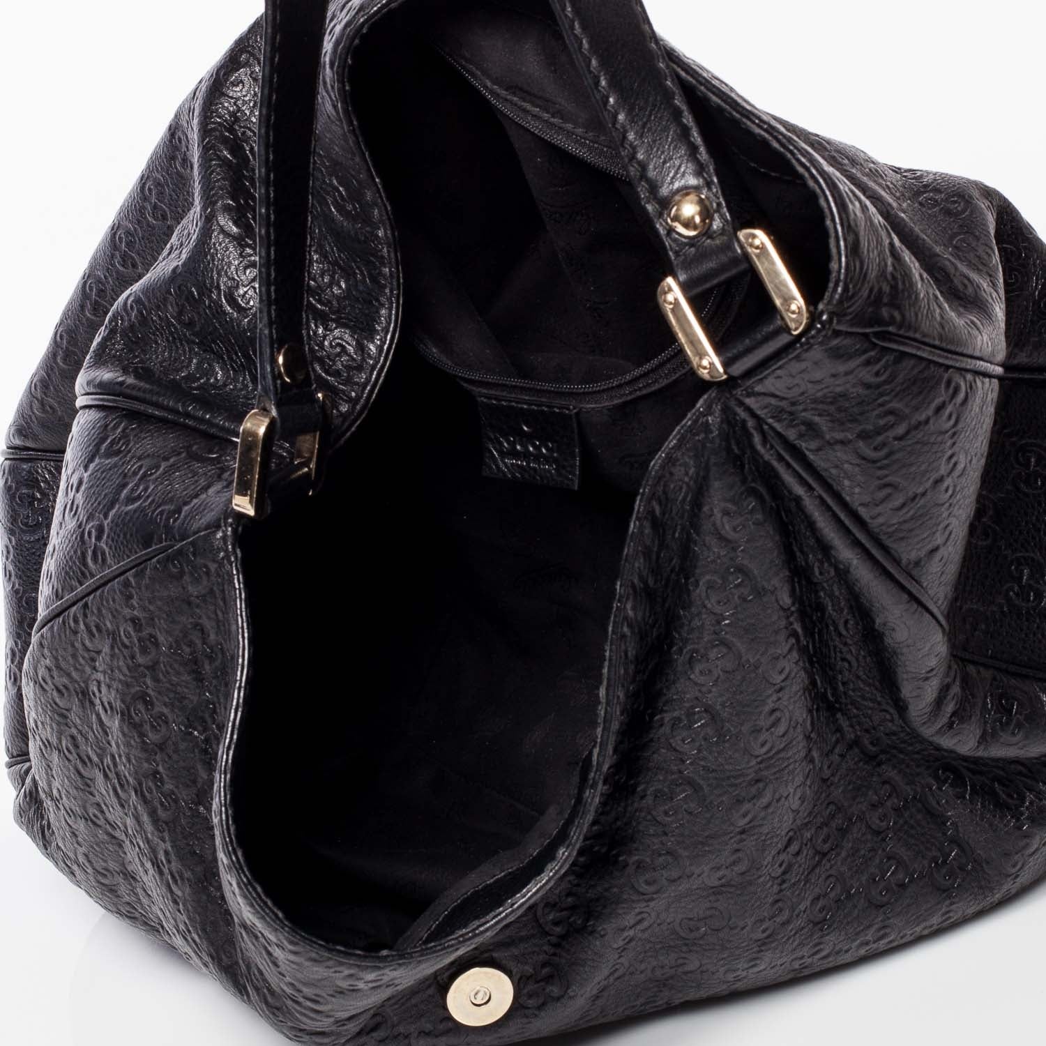 Gucci Guccissima New Ladies Web Hobo Black 8 of 9