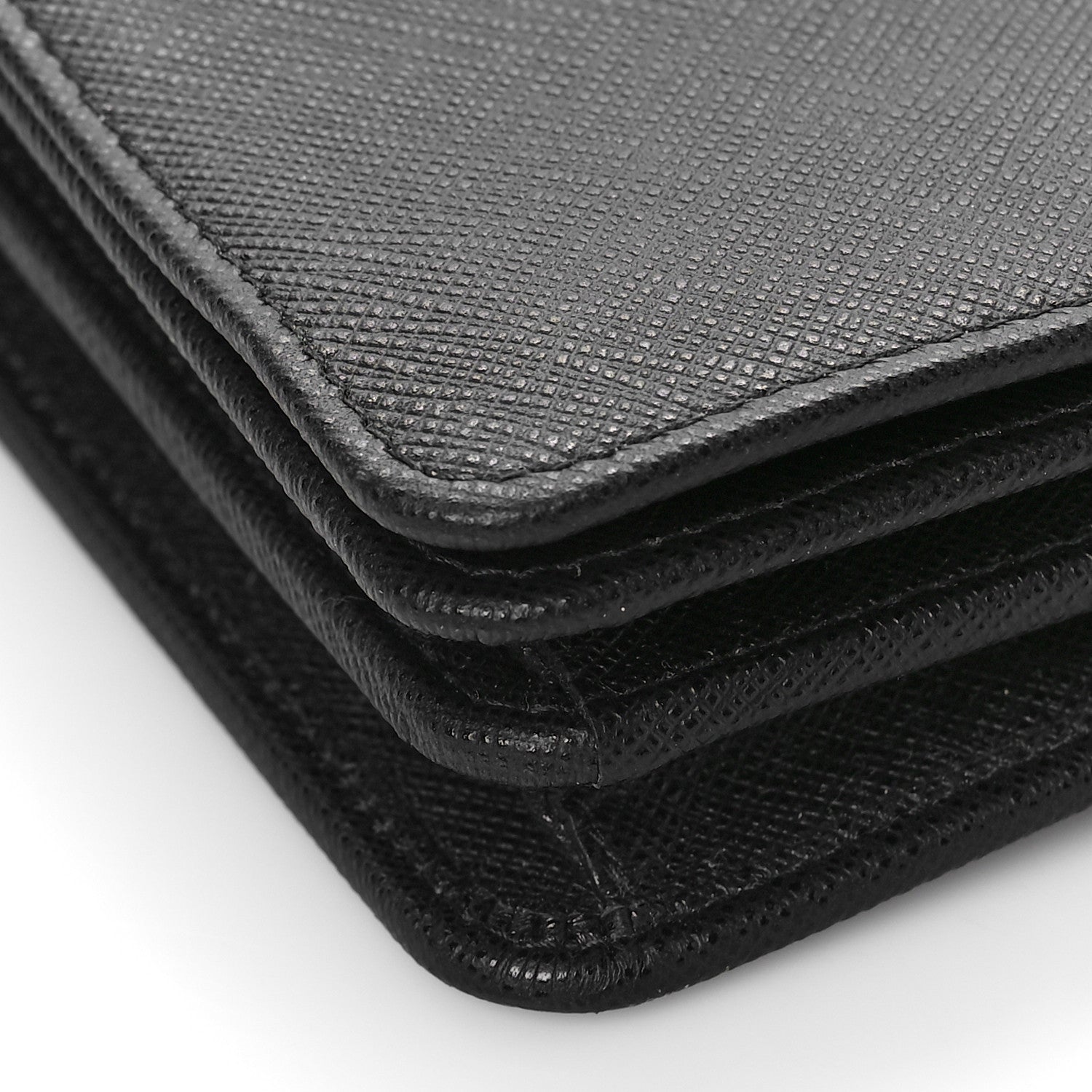 Prada Saffiano Lux Monochrome Chain Wallet Black Black 6 of 7