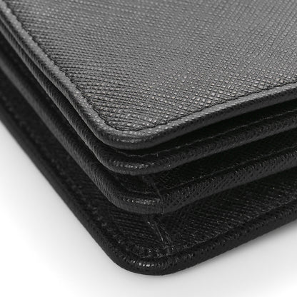 Prada Saffiano Lux Monochrome Chain Wallet Black Black 6 of 7