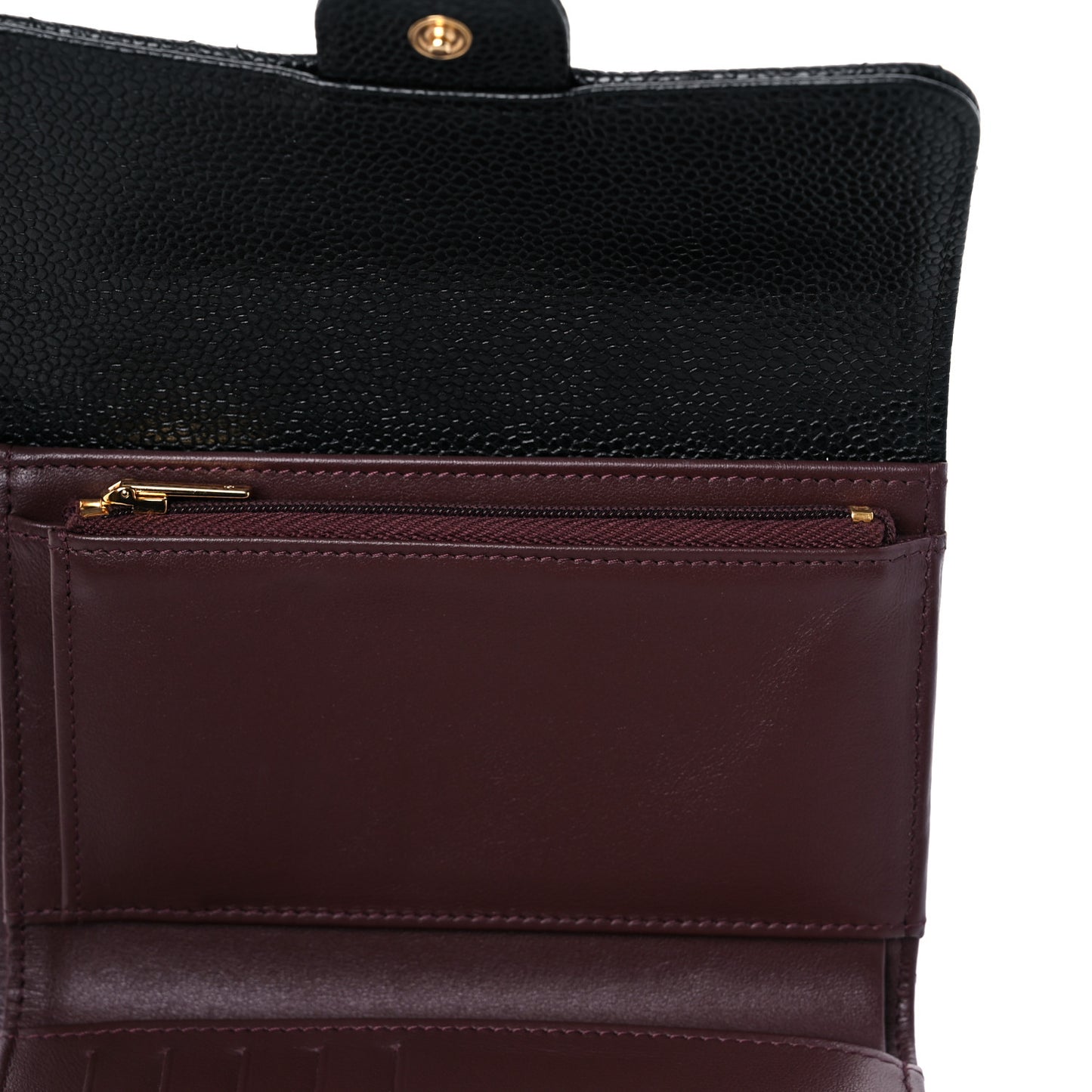 Caviar Quilted Medium Flap Wallet Black