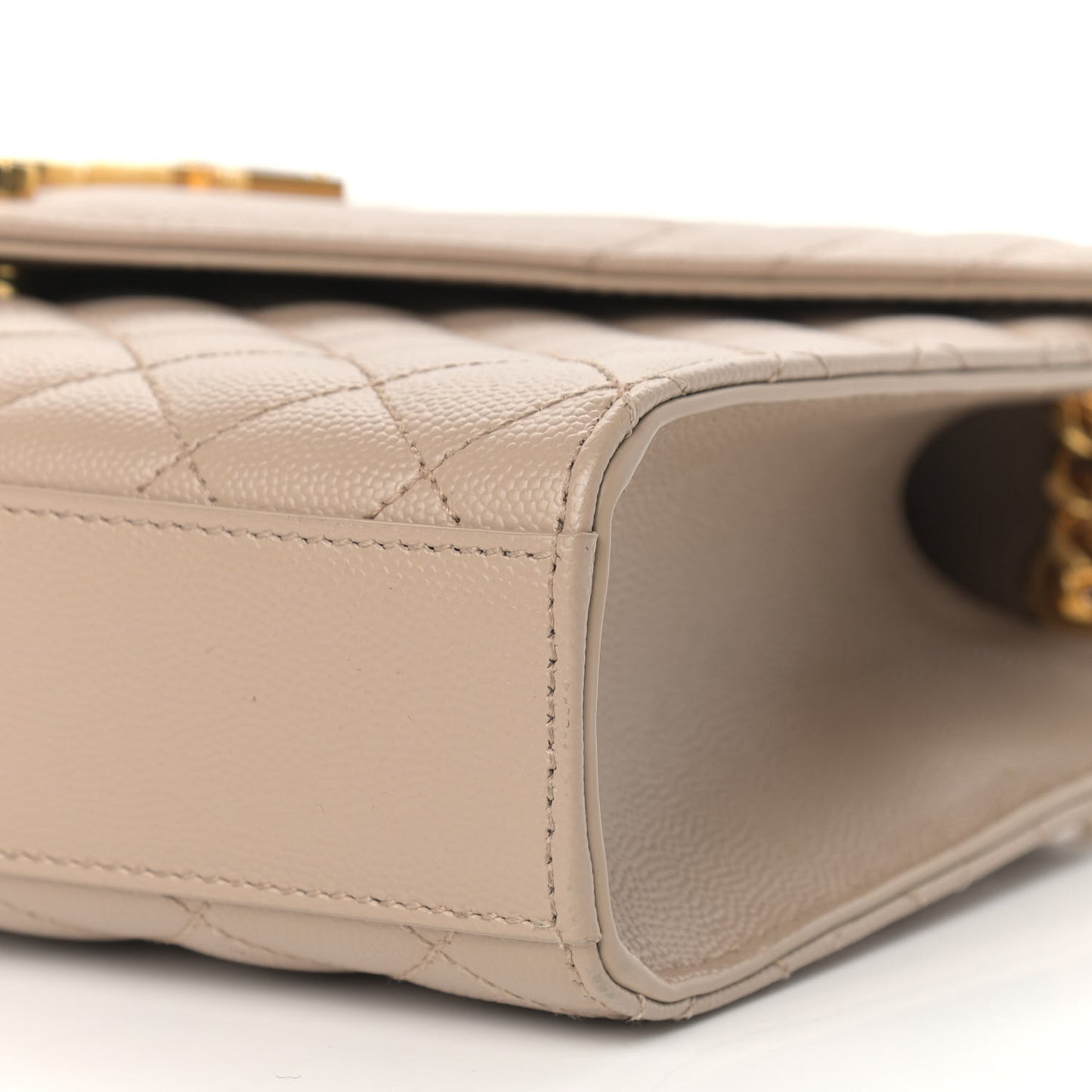 Grain De Poudre Textured Mixed Matelasse Medium Triquilt Monogram Satchel Dark Beige