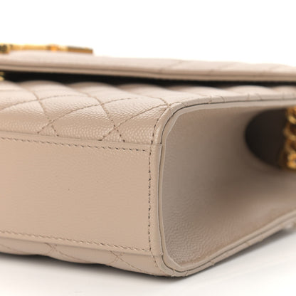 Saint Laurent Grain De Poudre Textured Mixed Matelasse Medium Triquilt Monogram Satchel Dark Beige 8 of 13