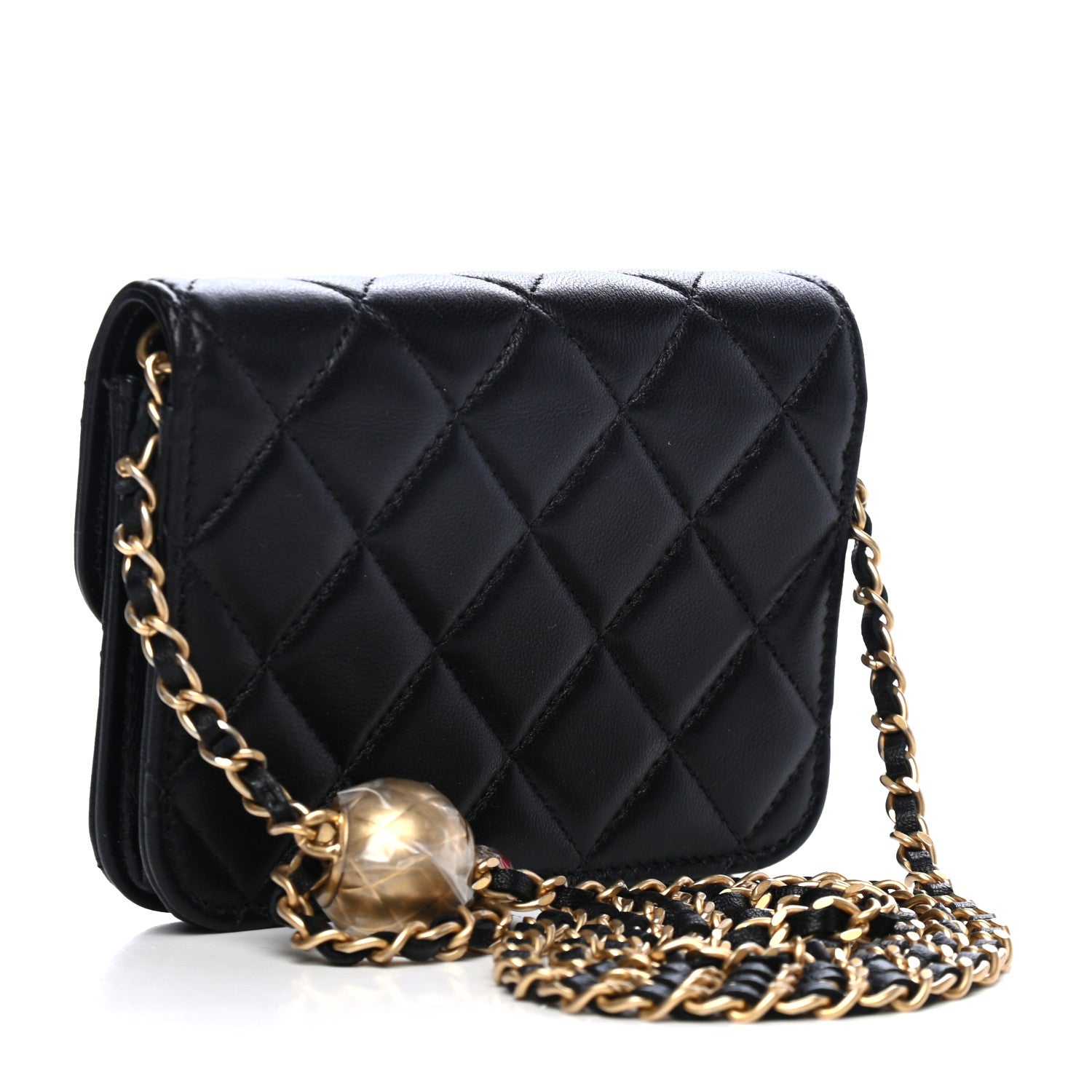 Chanel Lambskin Quilted Pearl Crush Clutch With Chain Black 2 of 4