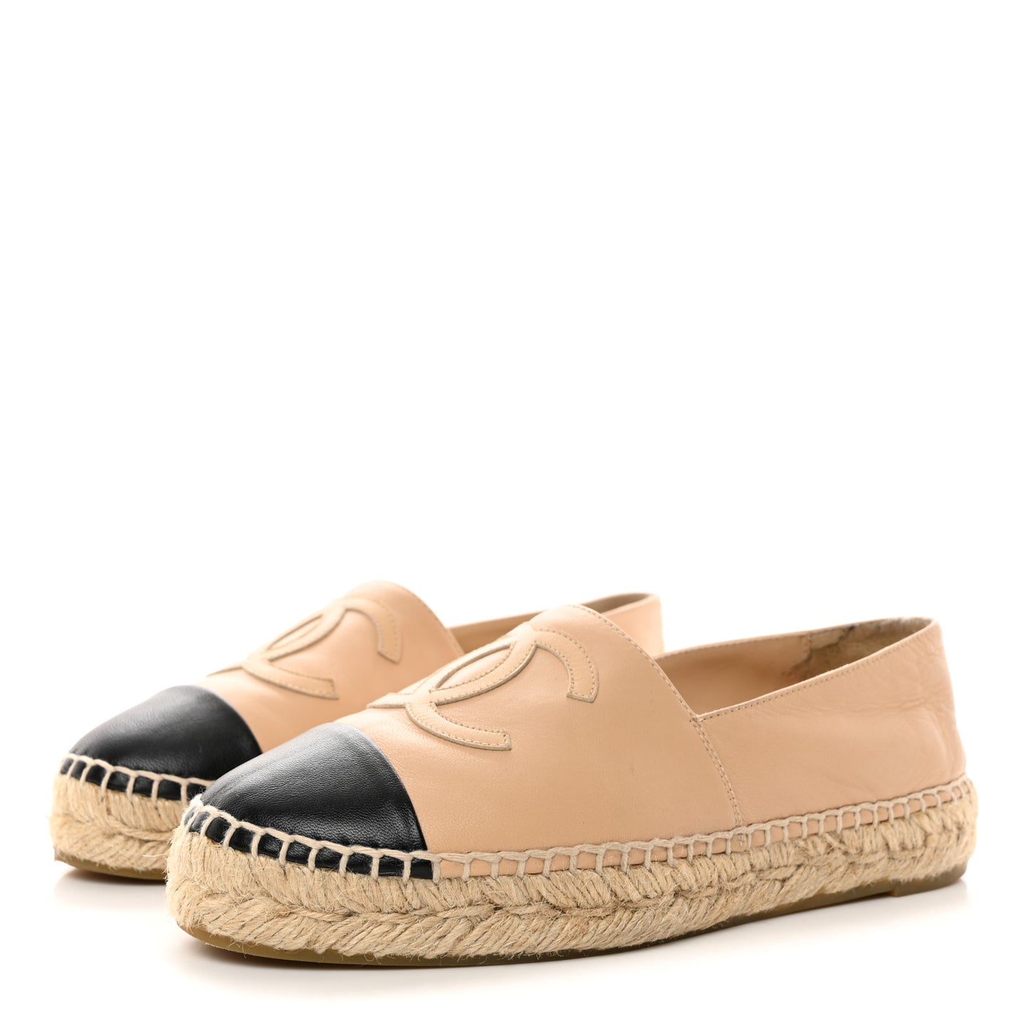 Lambskin CC Espadrilles 35 Beige Black