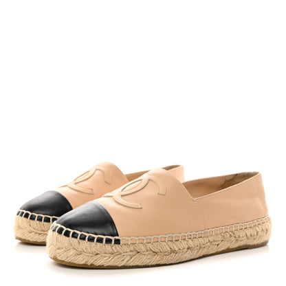 Chanel Lambskin CC Espadrilles 35 Beige Black 3 of 11