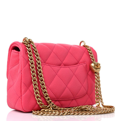 Chanel Caviar Quilted Sweetheart Mini Rectangular Flap Dark Pink 3 of 10