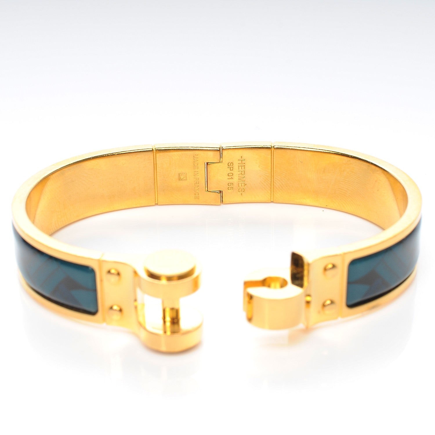 Hermes Enamel Printed Narrow Hinged Bracelet S 6 of 8