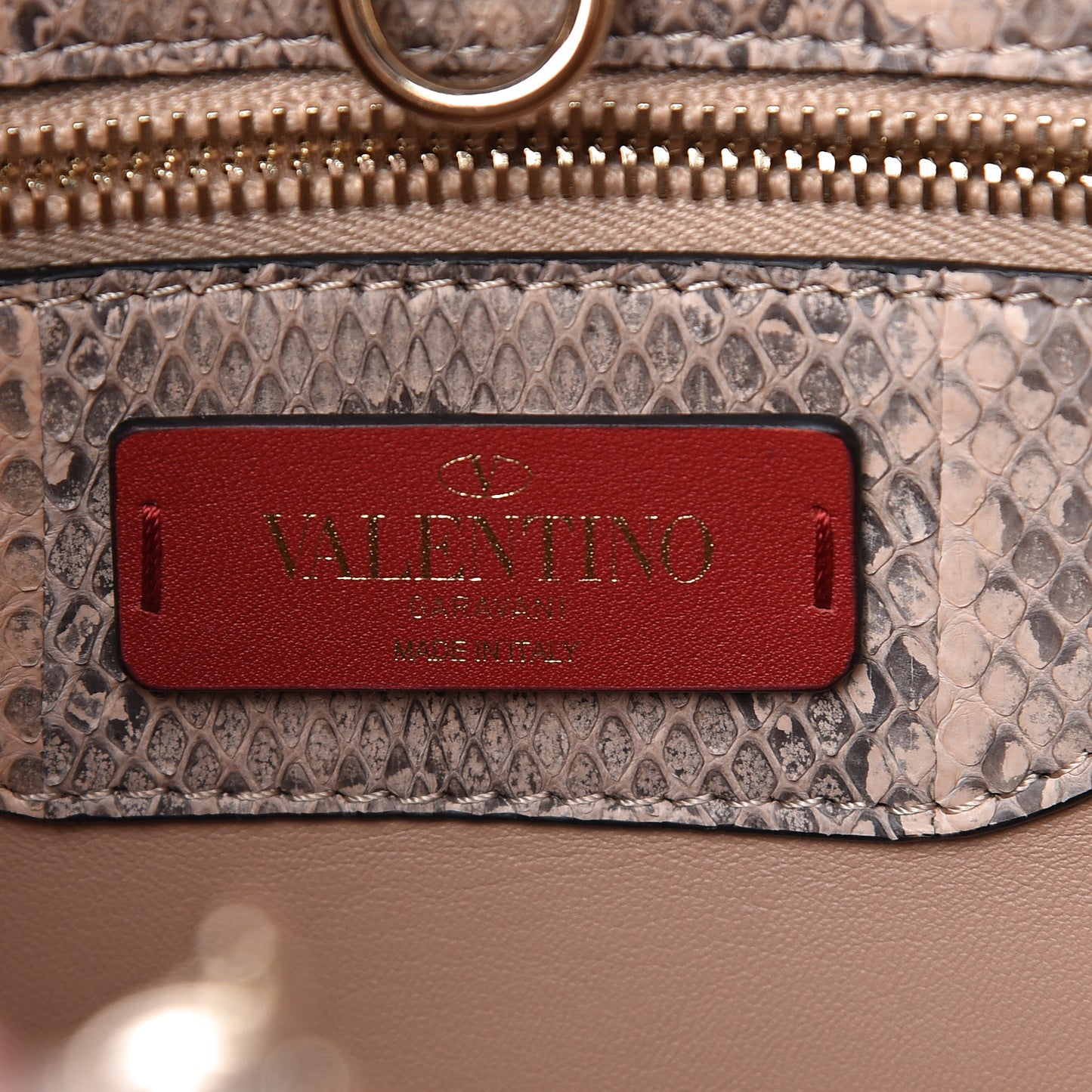Snakeskin Small Demilune Double Handle Satchel Beige