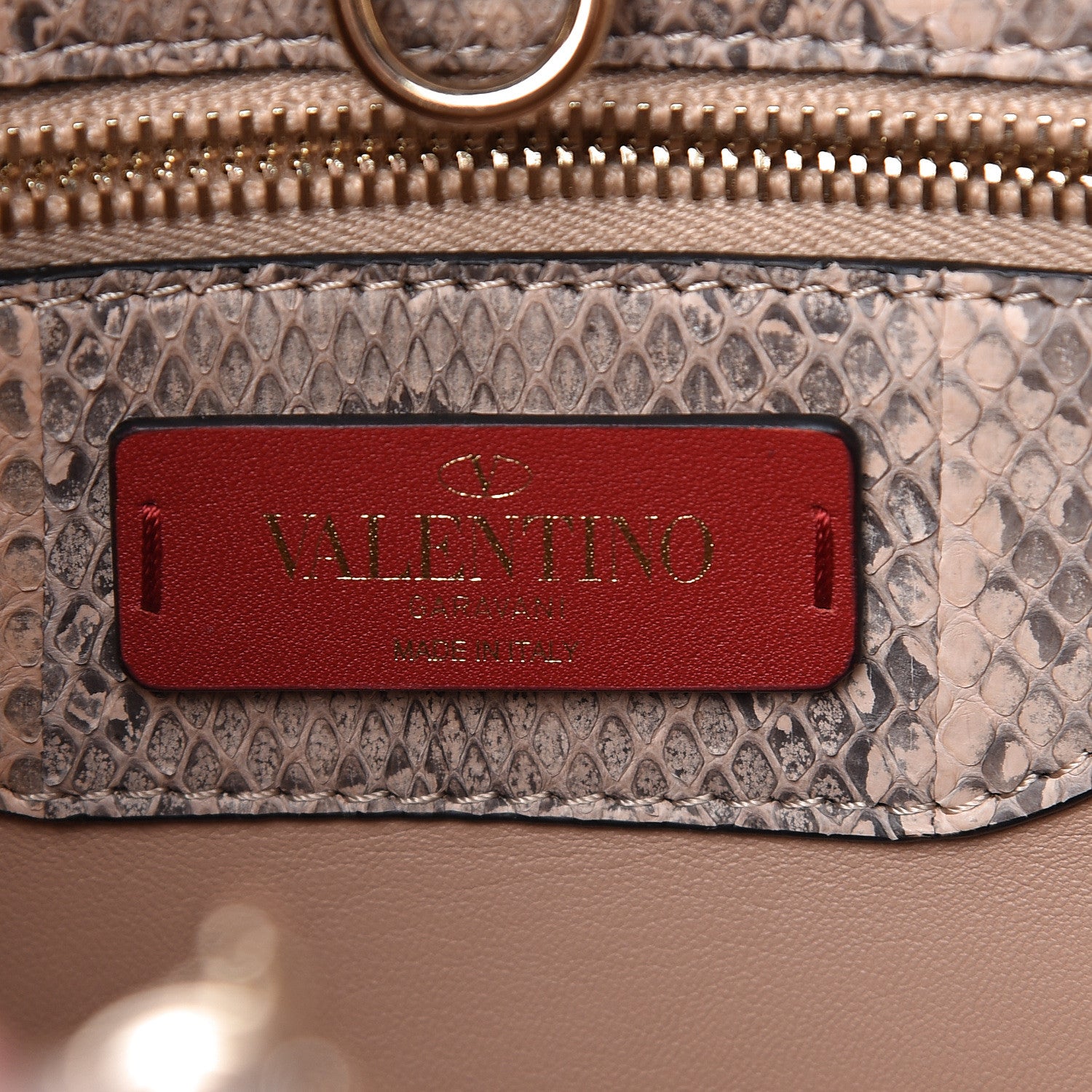 Valentino Garavani Snakeskin Small Demilune Double Handle Satchel Beige 8 of 11
