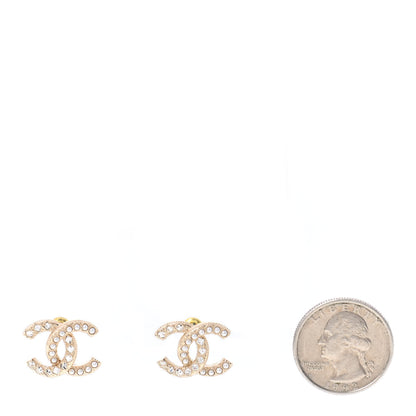 Chanel Pearl Crystal CC Earrings Gold 2 of 4