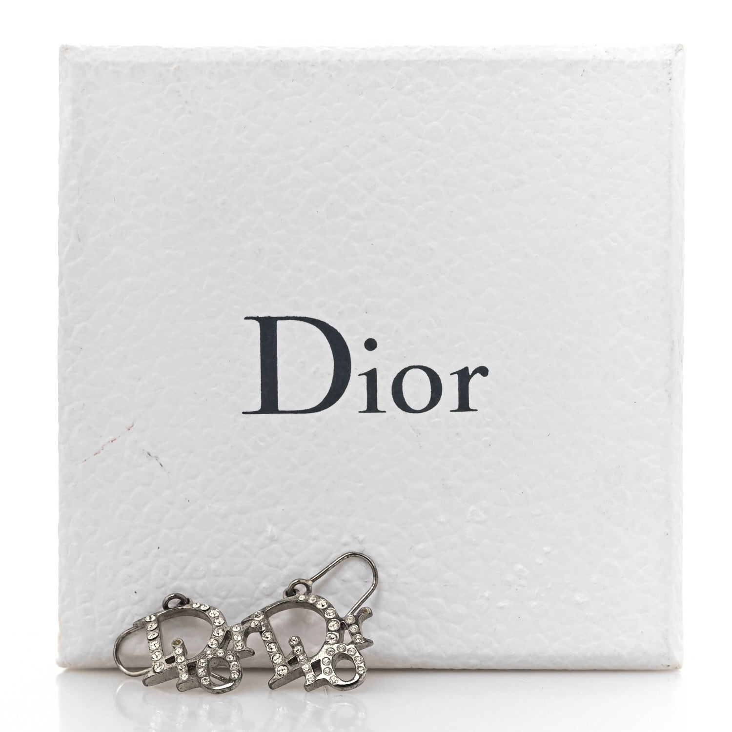 Christian Dior Crystal Logo Earrings Silver 6 of 6