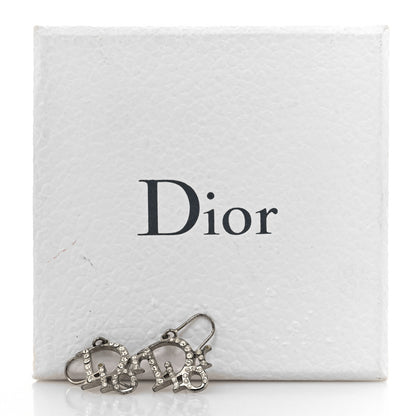 Christian Dior Crystal Logo Earrings Silver 6 of 6