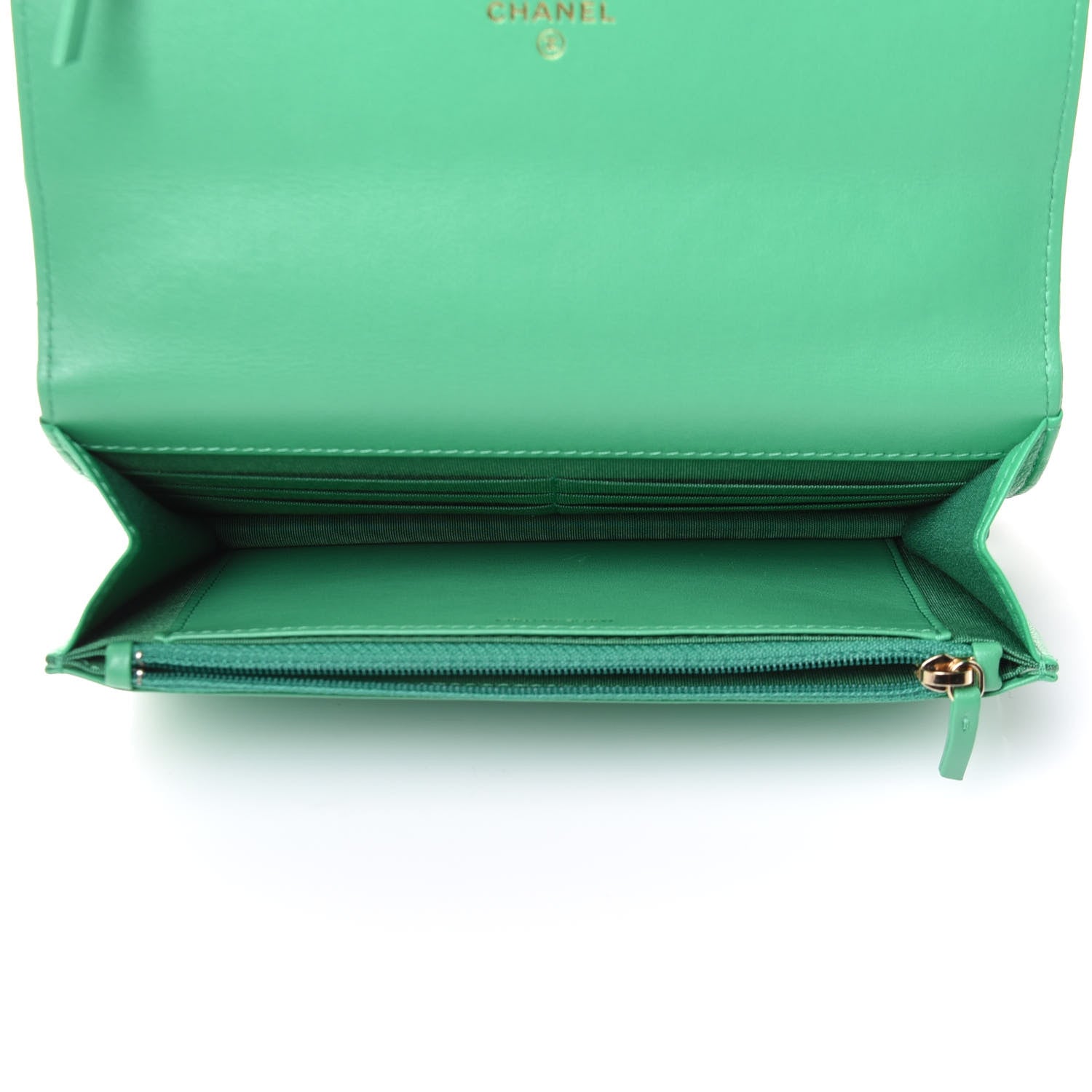 Chanel Shiny Lambskin Quilted Chanel 19 Wallet On Chain WOC Green 4 of 10
