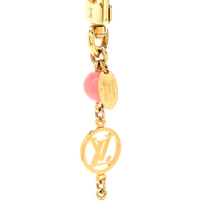 Louis Vuitton Resin Wood Vivienne Bag Charm Fuchsia Ecru White Caramel 3 of 5