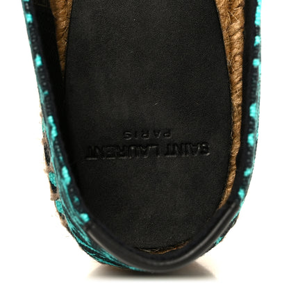 Saint Laurent Canvas Leopard Print Espadrilles 37 Aqua Black 7 of 10