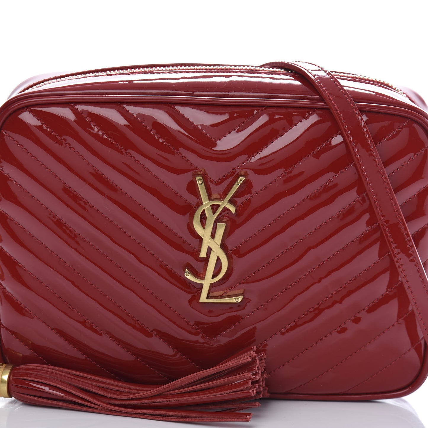 Patent Calfskin Matelasse Monogram Lou Camera Bag Red