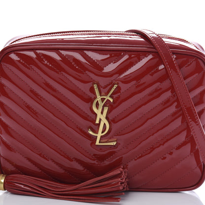 Saint Laurent Patent Calfskin Matelasse Monogram Lou Camera Bag Red 10 of 10