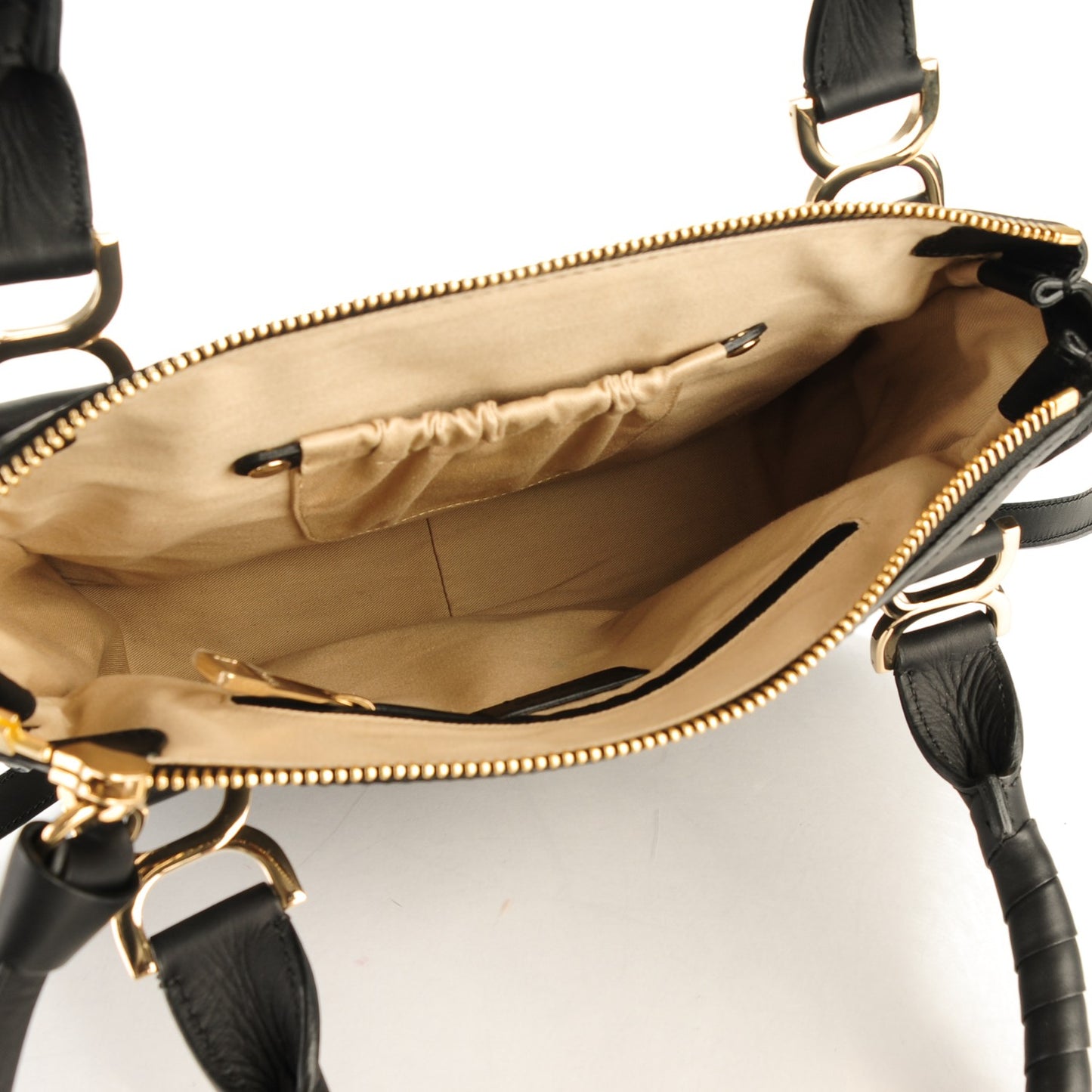 Calfskin Medium Marcie Metal Bar Trim Satchel Black