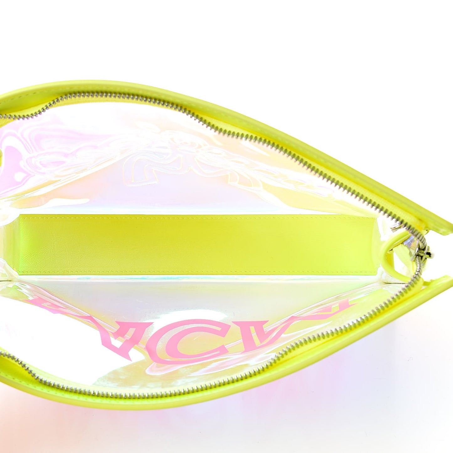 Iridescent PVC Wristlet Neon Yellow