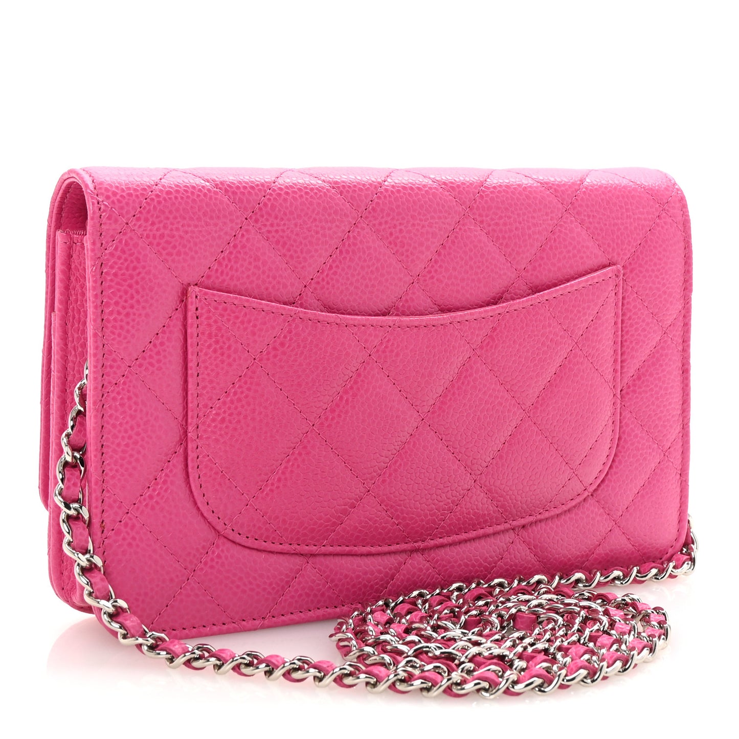 Caviar Quilted Wallet on Chain WOC Pink