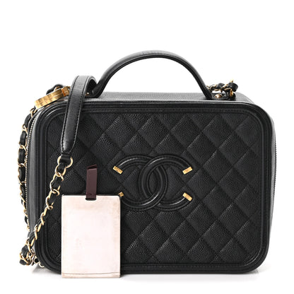 Chanel Caviar Quilted Large CC Filigree Vanity Case Black 2 of 10