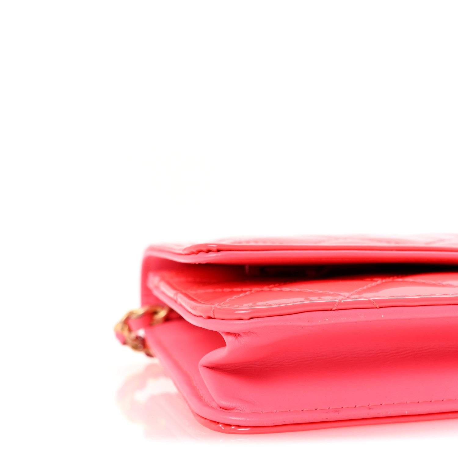 Chanel Patent Calfskin Quilted Boy Wallet On Chain WOC Pink 10 of 13