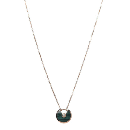 Cartier 18K Pink Gold Diamond Malachite XS Amulette de Cartier Pendant Necklace 1 of 7