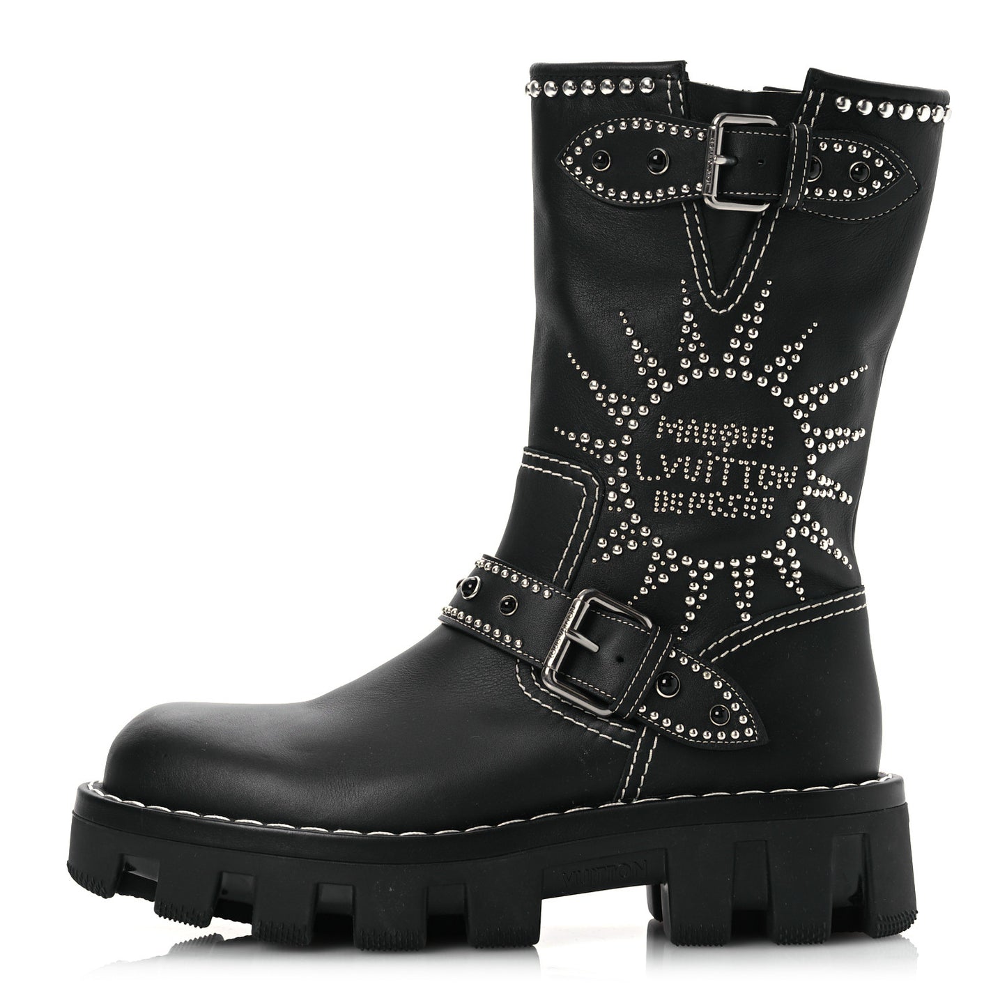 Calfskin Studded Mens Checker Mid Boot 8